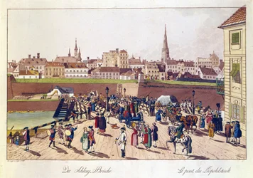 Die Brücke in Leopoldstadt, Wien, 1780